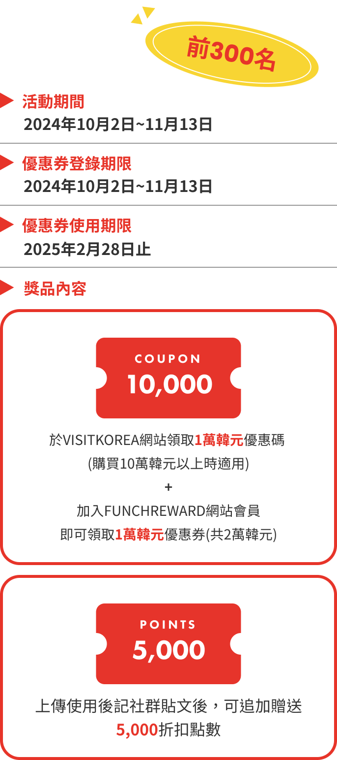 Funch Reward退稅購物網優惠券贈送活動先買先優惠！ : VISITKOREA