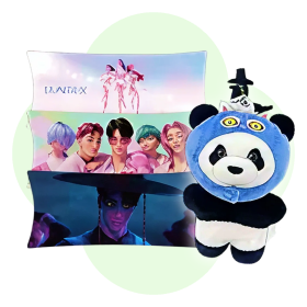 Kpop Demon Hunters Pillow & Derpy Panda Plush