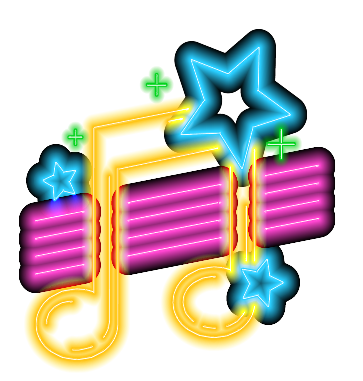 Neon signs for karaoke club and stand up comedy show. Music party night glowing logo with microphones and note. Karaoke bar event vector set. Nightlife signboards with electric guitar and scull